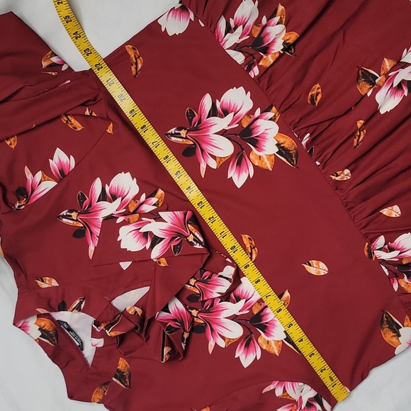 Shein Curve red long sleeve floral red top sz 1xl - Picture 10 of 11